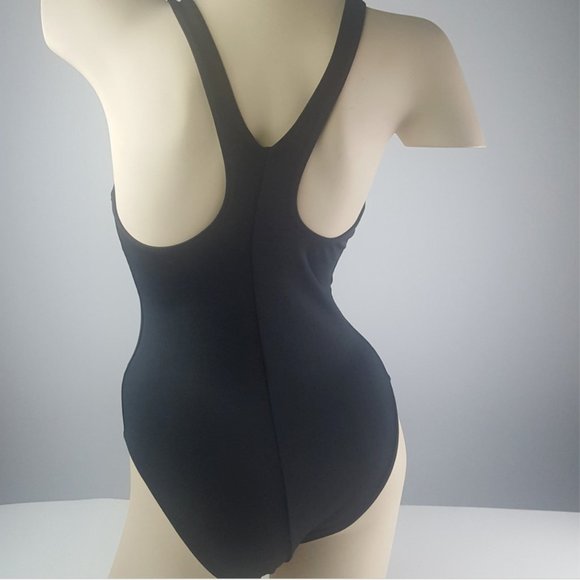 Swimsuit with Cap by Trinys Brazilian Made size M BLACK w/ circles pattern - Picture 5 of 12